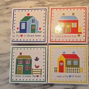 Vintage COTTAGECORE Home N Heart Square Coasters Trivet Tiles